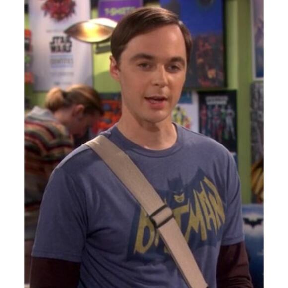 Retro Batman T-Shirt Blue Mens Size M The Big Bang Theory Sheldons Shirt - Picture 2 of 5